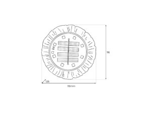 Miniaturka 4 - Rysunek wymiarowy kamiennej lampki solarnej o średnicy około 11,6 cm