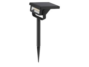 Miniaturka 6 - Czarna lampka solarna kierunkowa LED 70 lm z grotem do gruntu na białym tle