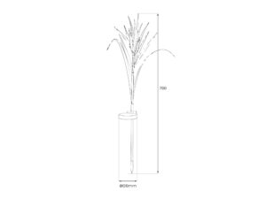 Miniaturka 5 - Rysunek wymiarowy lampki solarnej ze zbożowymi kłosami, wysokość 76 cm