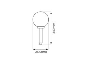 Miniaturka 5 - Lampka solarna ogrodowa kula schemat wymiarów 10 na 34 cm