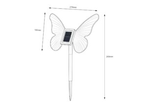 Miniaturka 6 - Rysunek wymiarowy lampki solarnej motyl 24 cm wysokości i 21 cm szerokości