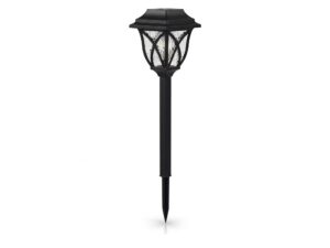 Miniaturka 9 - Czarna lampka solarna ogrodowa 44 cm z kloszem i szpikulcem na białym tle