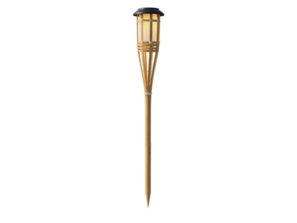Bambusowa lampka solarna ogrodowa LED 56 cm na białym tle