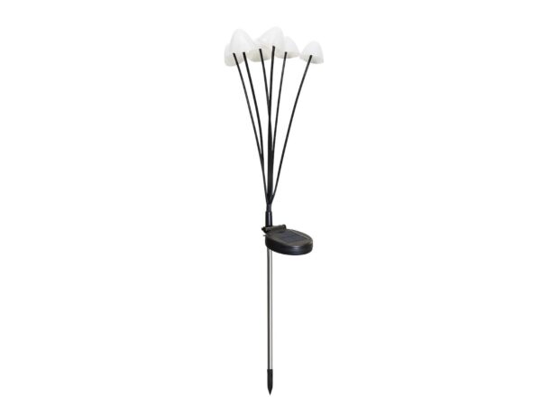 Lampka solarna ogrodowa 70 cm z kloszami w kształcie grzybków, pełny widok na białym tle