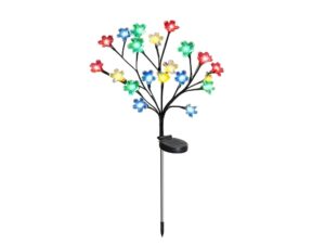Miniaturka 5 - Lampka solarna ogrodowa drzewko z kolorowymi świecącymi kwiatami, pełna sylwetka