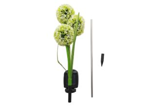 Miniaturka 9 - Lampka solarna RGB trzy ozdobne kuliste kwiatostany 72 cm, części zestawu na białym tle