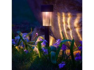 Miniaturka 1 - Czarna lampka solarna ogrodowa wbijana, widok dodatkowy