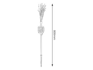 Miniaturka 4 - Rysunek wymiarowy lampki solarnej trawa pampas, wysokość 80 cm