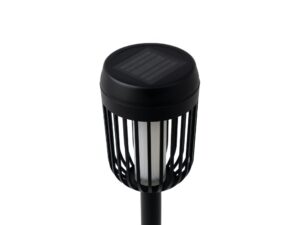 Miniaturka 1 - Ażurowa czarna lampka solarna z efektem płomienia w drugim ujęciu
