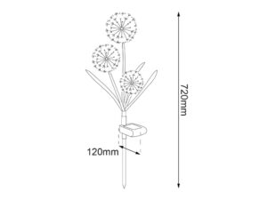 Miniaturka 3 - Rysunek wymiarowy lampki solarnej wysokość 72 cm szerokość 12 cm