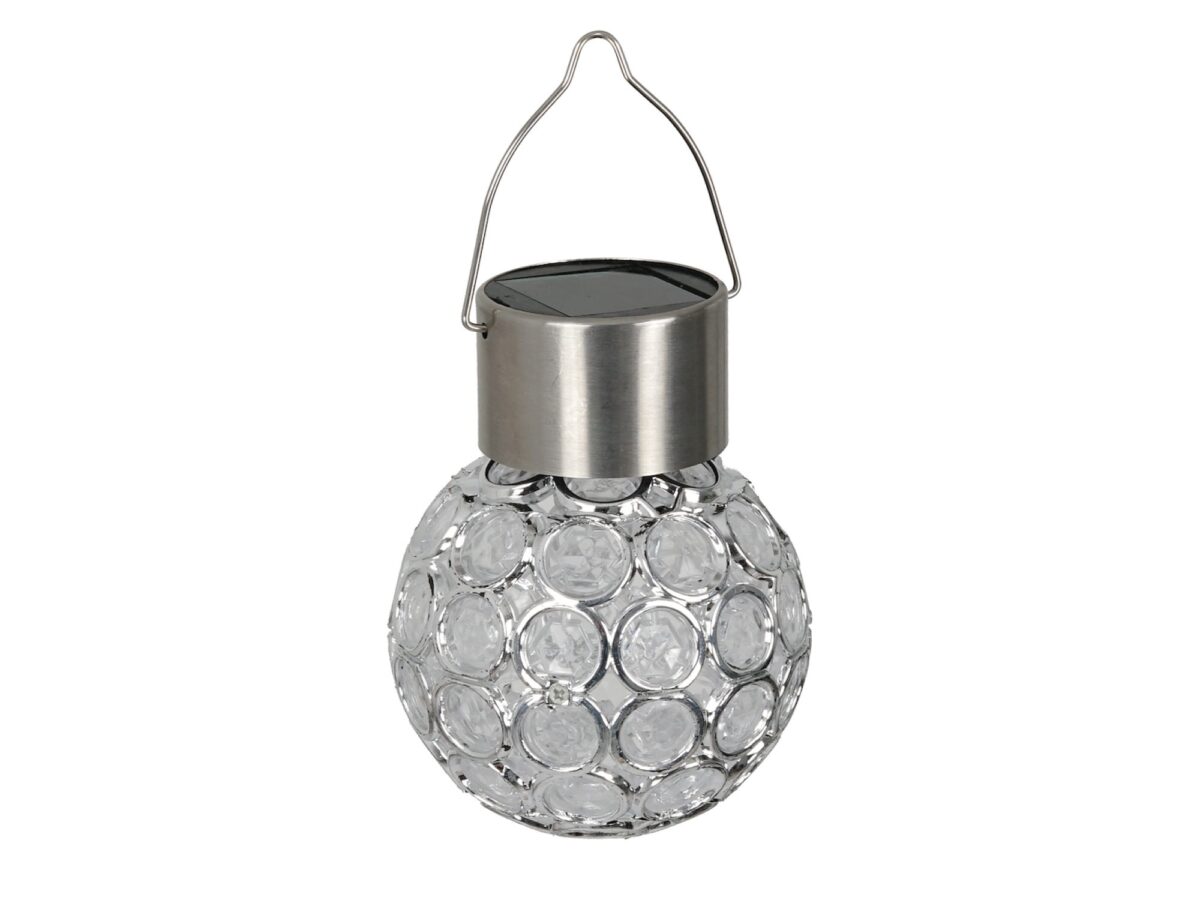 Lampka solarna wisząca kula RGB 0,06 W srebrna