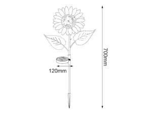 Miniaturka 4 - Rysunek wymiarów lampki solarnej słonecznik o wysokości 70 cm