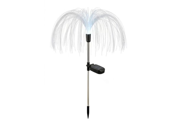 Lampka solarna ogrodowa światłowodowa RGB 70 cm na białym tle