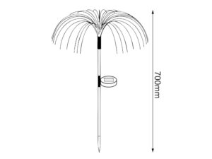 Miniaturka 5 - Rysunek wymiarowy lampki solarnej światłowodowej o wysokości 70 cm