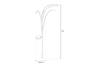 Miniaturka 6 - Rysunek wymiarów lampki solarnej w formie trawy o wysokości 83 cm