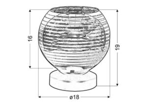 Miniaturka 1 - Lampa stołowa Astomo rysunek wymiarowy 19 cm wysokości i 18 cm średnicy