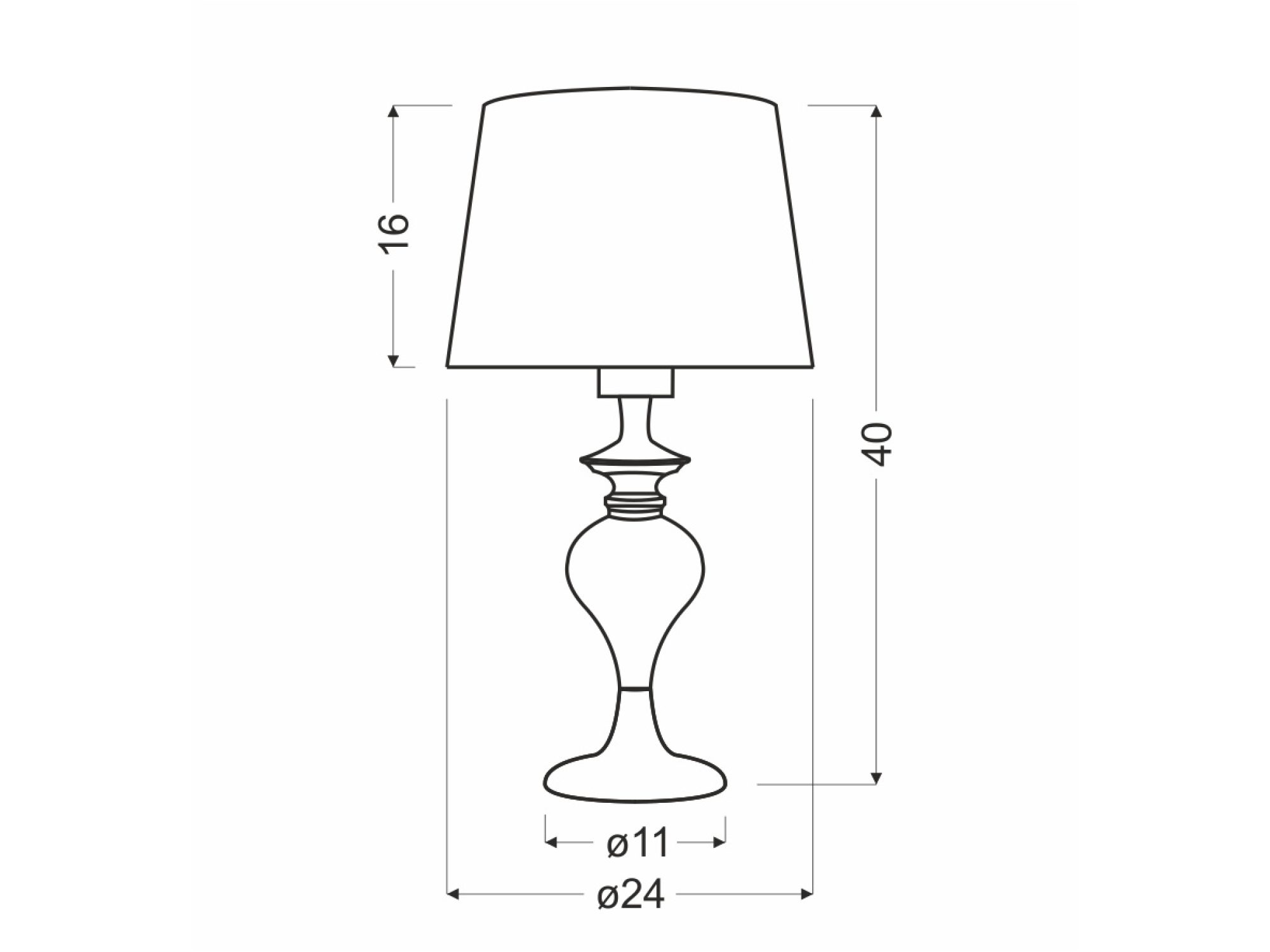 Lampka stołowa Beraveta 40 cm rysunek wymiarowy