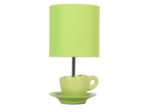 Miniaturka 2 - Pistacjowa lampka stołowa Corisela z ceramiczną filiżanką i zielonym abażurem