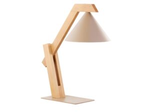 Miniaturka 6 - Lampka stołowa Deco z beżowym kloszem i jasnobrązowym drewnem