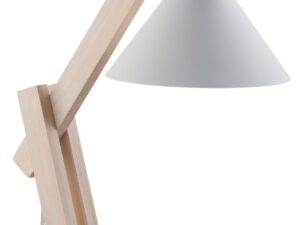 Miniaturka 5 - Lampka stołowa Deco biała z widocznym drewnianym ramieniem