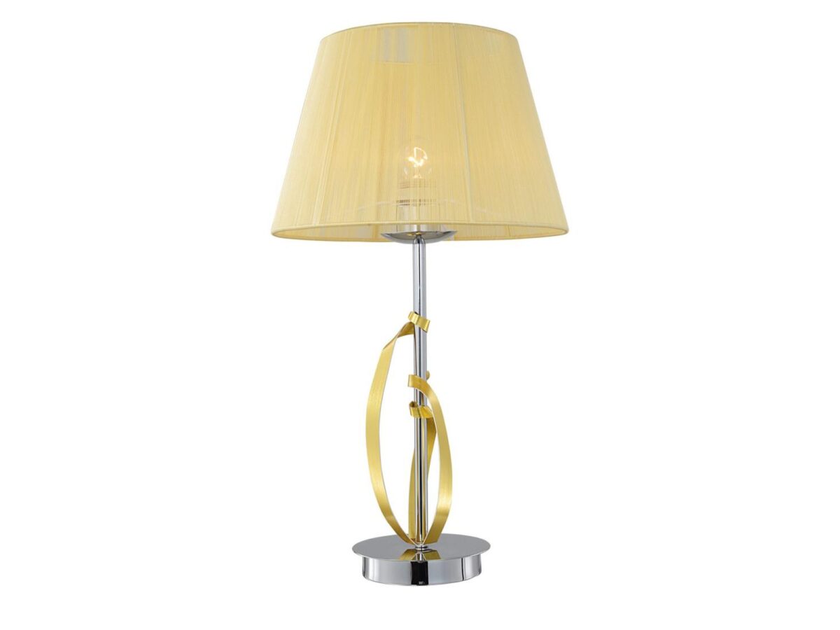 Lampka stołowa z abażurem Delesora 50 cm chrom / złoty