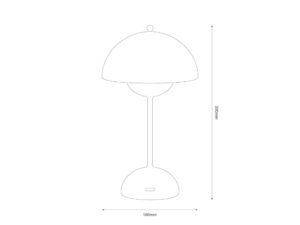 Miniaturka 9 - Schemat wymiarowy lampki Galiveta z kulą i półkulistym kloszem wysokości 30 cm