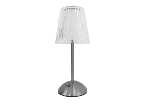 Miniaturka 1 - Lampka stołowa Galiveta LED z satynową metalową podstawą i przezroczystym kloszem