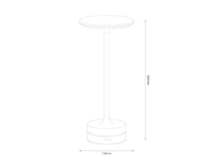 Miniaturka 8 - Schemat wymiarowy lampki stołowej Galiveta z płaską głowicą, wysokość 28,5 cm