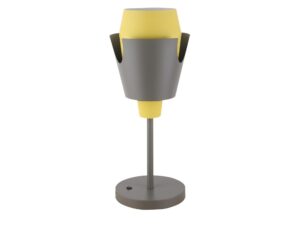 Miniaturka 4 - Lampa stołowa Kamolira żółto-szara z metalową podstawą