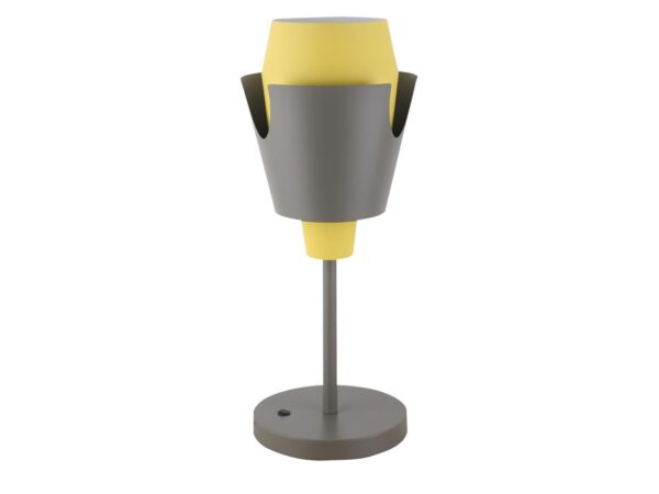 Lampa stołowa Kamolira żółto-szara z metalową podstawą
