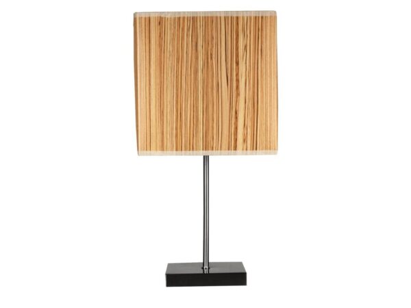Lampa stołowa Lavotona z kwadratowym abażurem we wzór drewna sosnowego