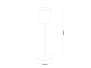 Miniaturka 6 - Rysunek wymiarowy lampki Lorama o wysokości 32 cm i średnicy podstawy 11 cm