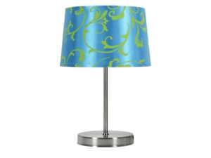 Miniaturka 1 - Lampka stołowa Malisano niebieska z zielonym ornamentem na abażurze