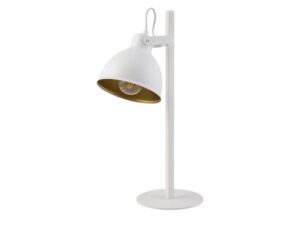 Miniaturka 3 - Biało-złota lampka stołowa Mars z metalowym kloszem E27