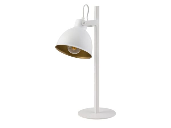 Biało-złota lampka stołowa Mars z metalowym kloszem E27