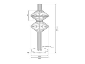 Miniaturka 8 - Rysunek wymiarowy lampy stołowej Seladano o wysokości 38 cm