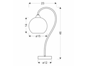 Miniaturka 1 - Rysunek wymiarowy lampki stołowej Valisena wysokość 46 cm, klosz 15 cm