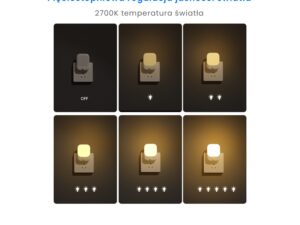 Miniaturka 2 - Lampka wtykowa LED 2700 K – prezentacja poziomów jasności