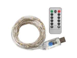 Miniaturka 9 - Lampki LED USB 10 m ciepłe światło ze sterownikiem i pilotem