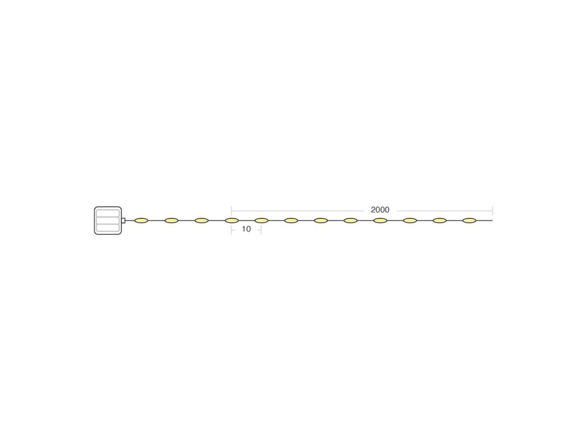 Lampki LED na druciku 200 punktów 20 m 2700 K na baterie AA