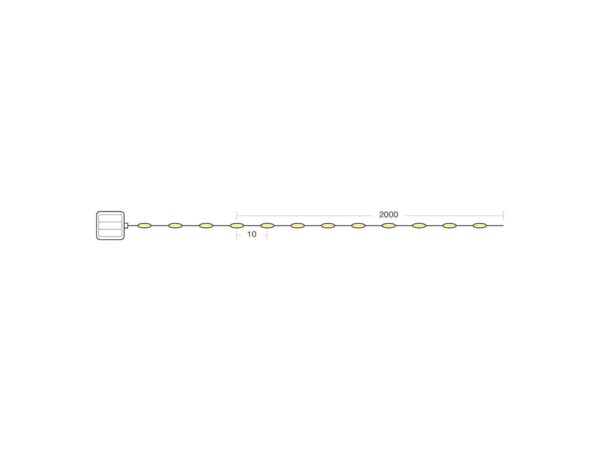 Lampki LED na druciku 200 punktów 20 m 2700 K na baterie AA