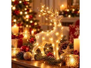 Miniaturka 5 - Lampki LED na druciku 20 m na ozdobie renifera w świątecznej aranżacji