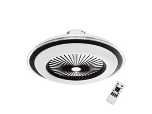 Miniaturka 4 - Lampowentylator sufitowy Ilomena czarny LED 48 W z pilotem na białym tle