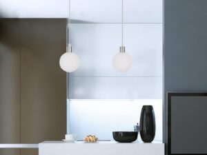 Miniaturka 1 - Lampy wiszące Orevina nad blatem kuchennym w aranżacji z dwiema oprawami