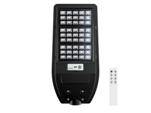 Miniaturka 7 - Czarna latarnia solarna LED 1200 lm z pilotem – widok od frontu