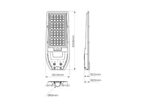 Miniaturka 5 - Latarnia solarna LED 150 W schemat wymiarowy oprawy
