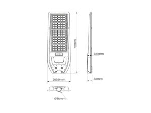 Miniaturka 5 - Latarnia solarna LED 200 W rysunek wymiarów i mocowania