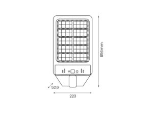 Miniaturka 4 - Latarnia solarna LED – rysunek wymiarów 656 na 223 na 53 mm