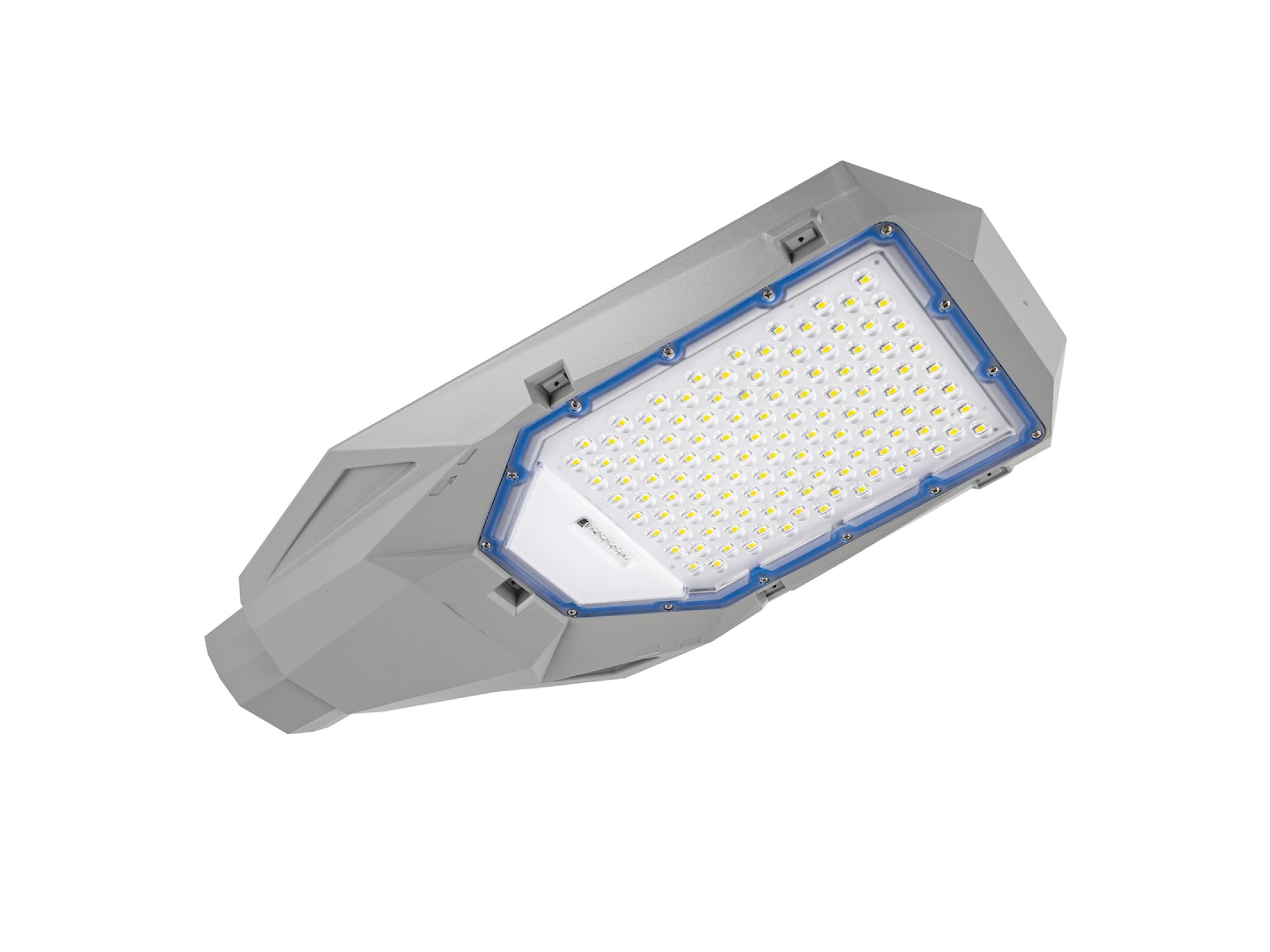 Oprawa uliczna solarna – diody LED w szarej obudowie