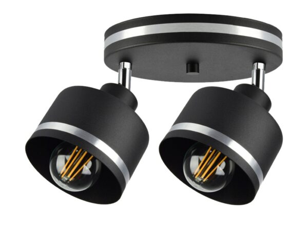 Lampa sufitowa Lavedano z dwoma metalowymi kloszami czarno-srebrnymi E27